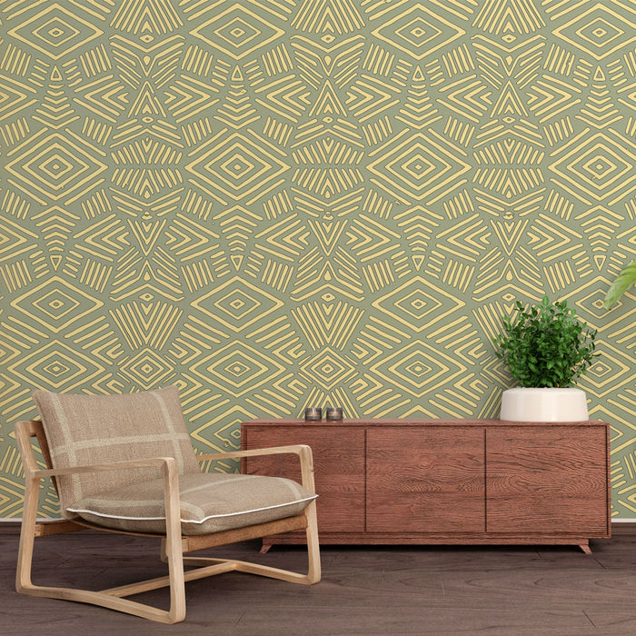 Papier peint géométrique doré | Design élégant et moderne