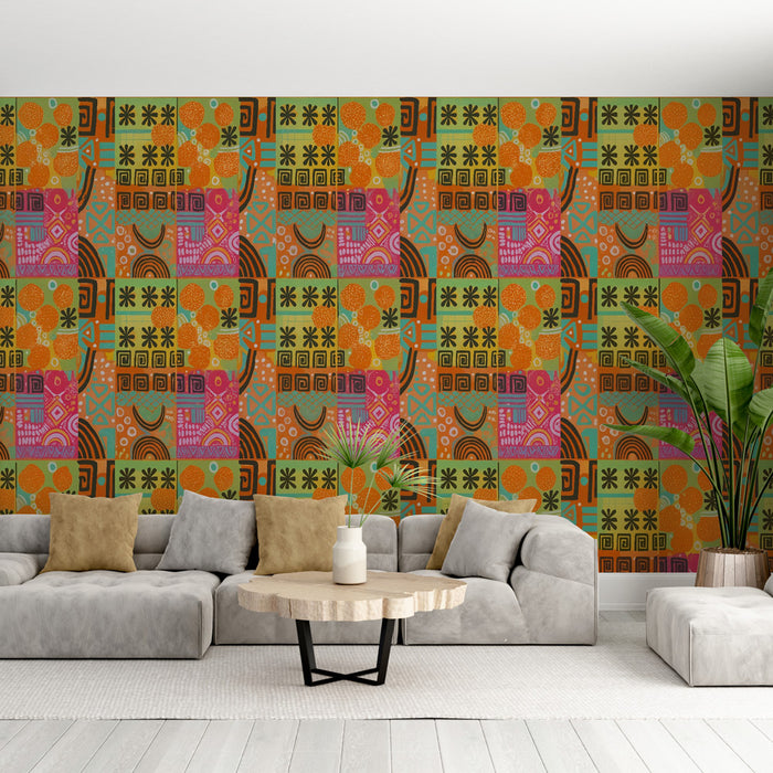 Papier peint géométrique | Motifs colorés et dynamiques