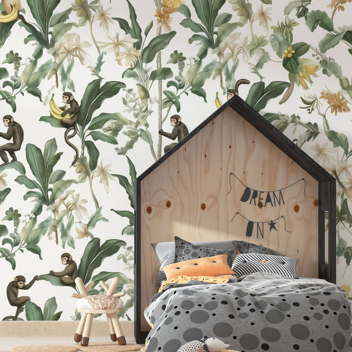 Papier peint jungle singe | Design ludique et exotique