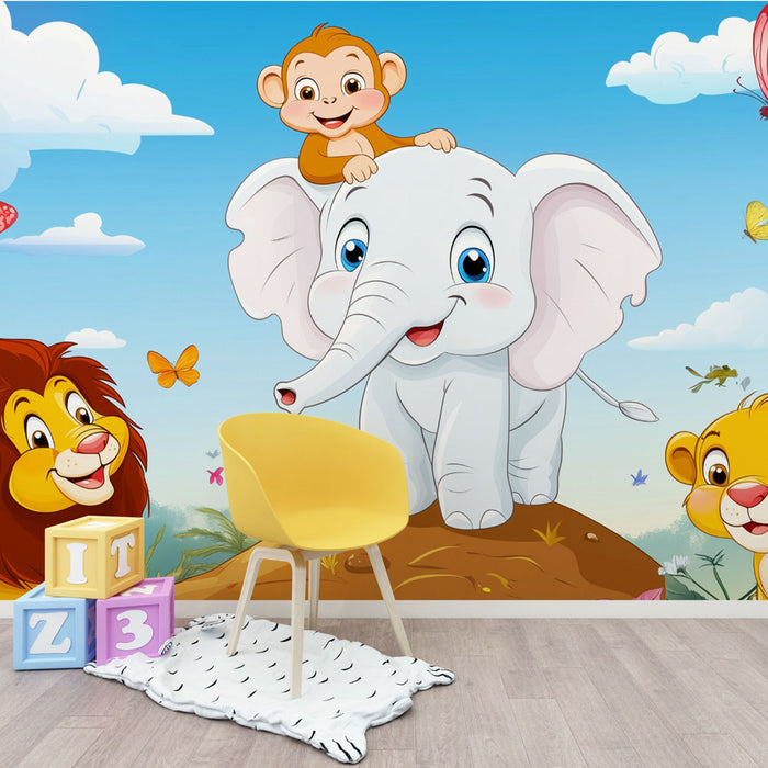 Papier peint animaux de la jungle | Amis sur la colline