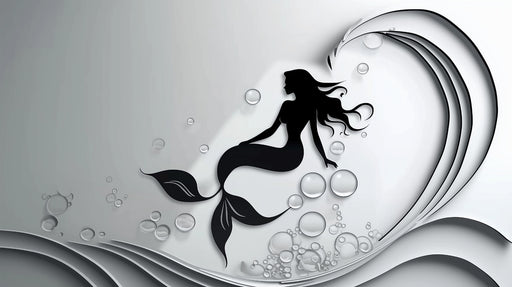 Papier peint sirène Illustration élégante en noir et blanc