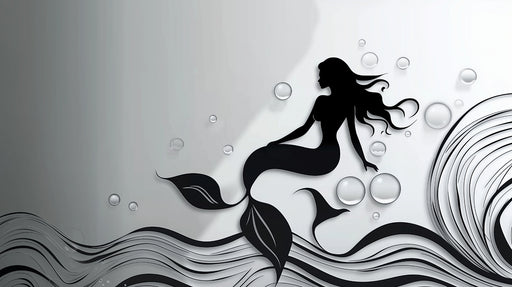 Papier peint sirène Silhouette élégante en noir et blanc