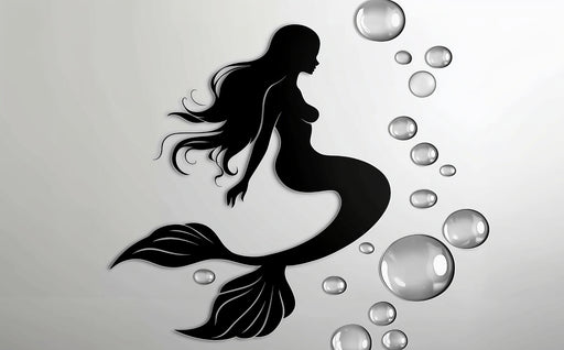 Papier peint sirène Silhouette élégante et bulles
