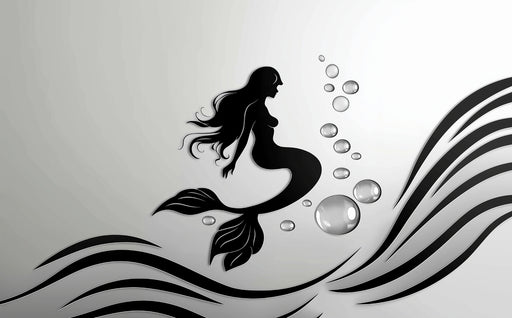 Papier peint sirène Silhouette artistique noire