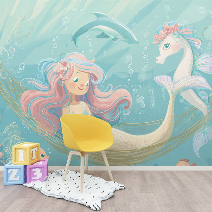 Papier peint sirène | Décoration sous-marine féérique