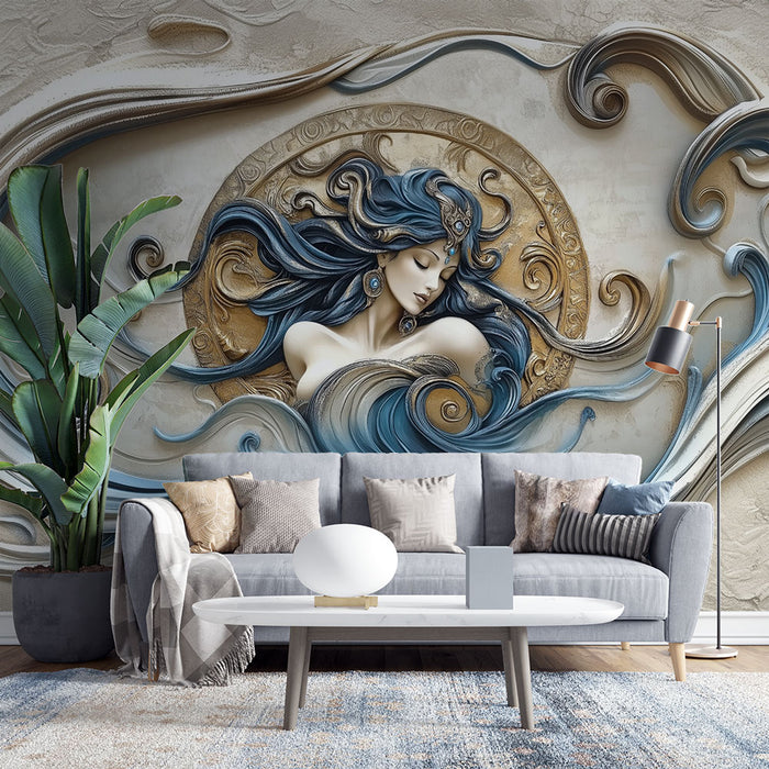 Papier peint déesse ondulée | Art mural élégant