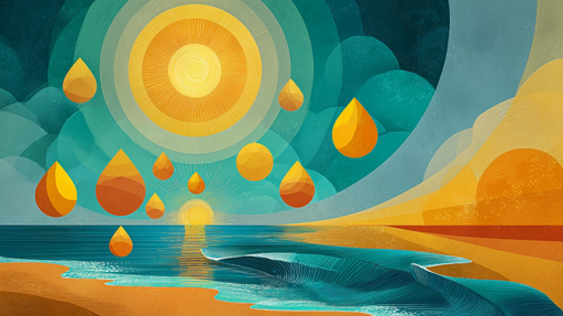 Papier peint abstrait Océan et Soleil