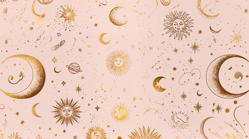 Papier peint céleste Motifs astrales dorés