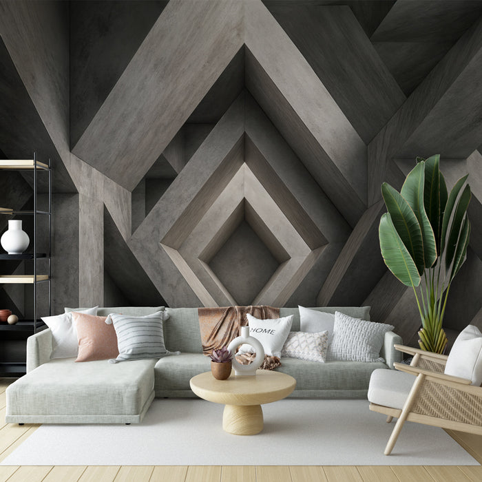 Papier peint géométrique | Design en béton moderne