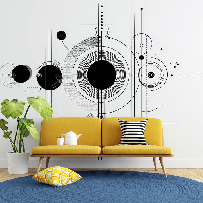 Papier peint géométrique | Cercles et lignes modernes