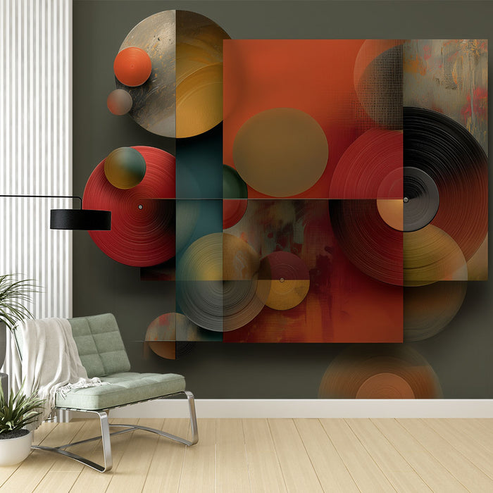 Papier peint abstrait | Cercles rétro multicolores