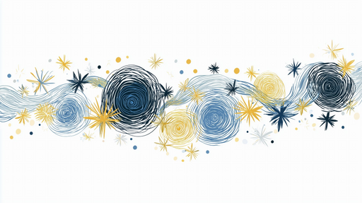 Papier peint abstrait Tourbillons Bleus et Étoiles Dorées