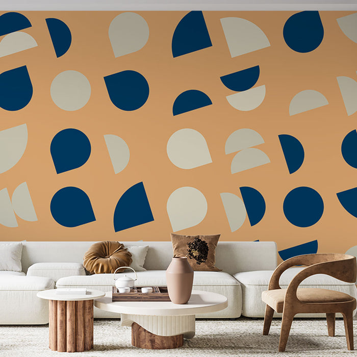 Papier peint géométrique | Motifs modernes orange et bleu