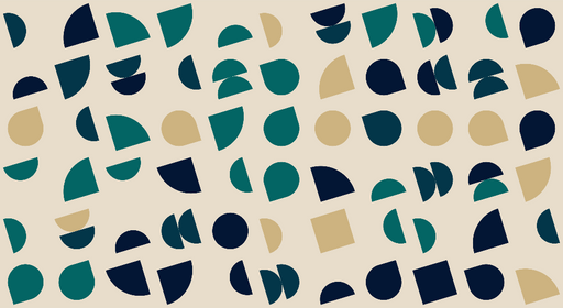Papier peint géométrique Motifs abstraits en bleu, vert et beige