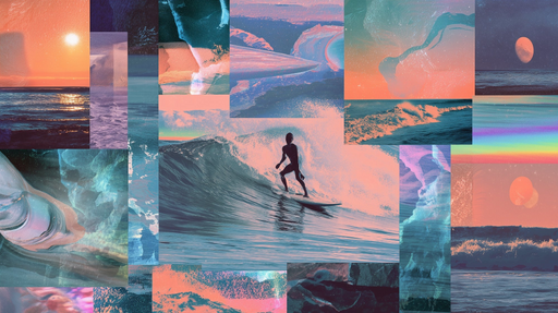 Papier peint surf Collage artistique de nature océanique