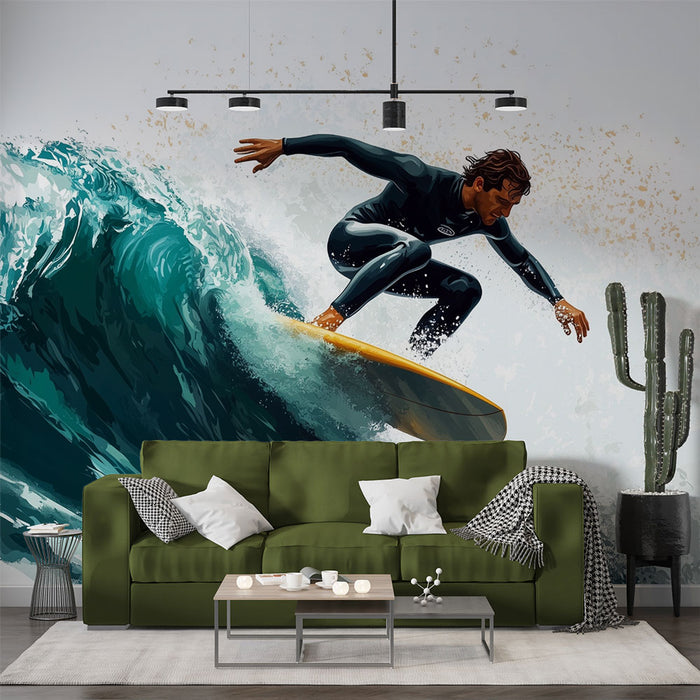 Papier peint Surf | Illustration de Surfeur en Action