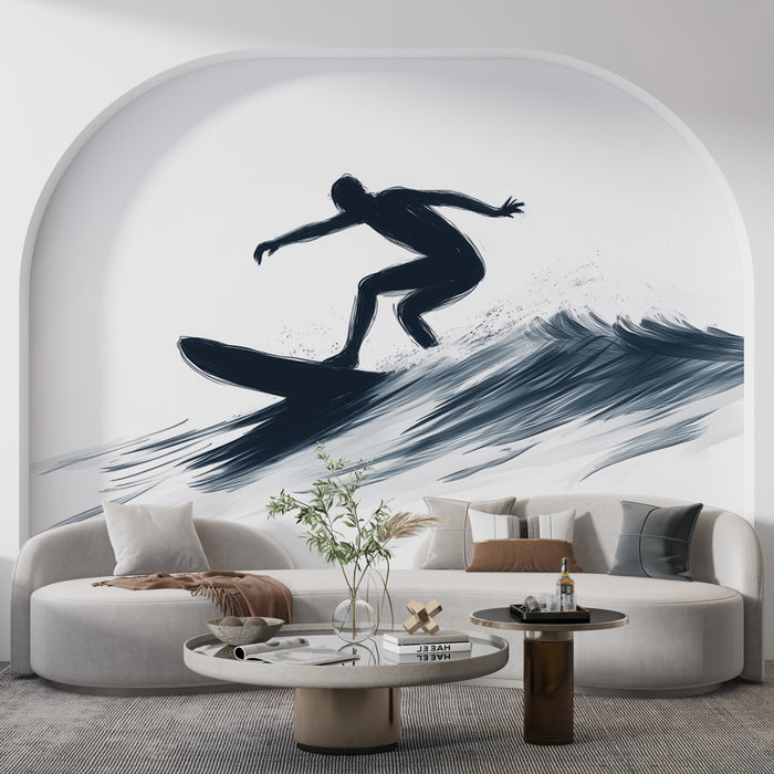 Papier peint surfeur | Silhouette artistique