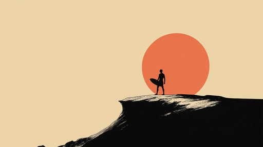 Papier peint surfeur Silhouette sur fond de coucher de soleil