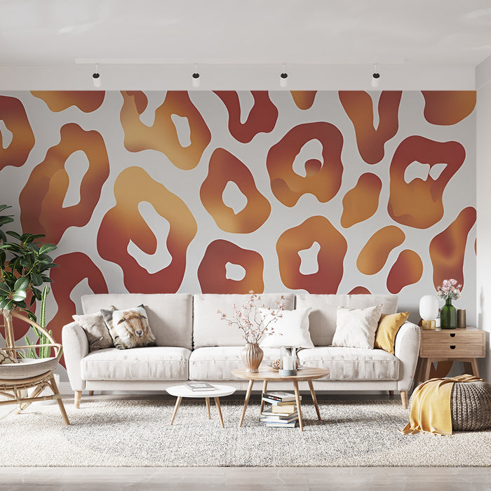 Papier peint léopard | Motif abstrait orange et brun