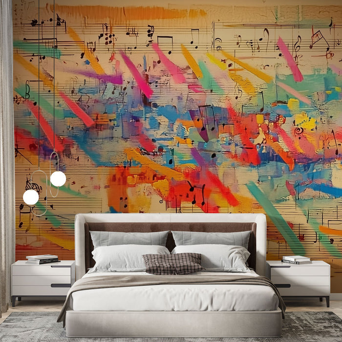 Papier peint musique abstraite | Mélodie et couleurs artistiques