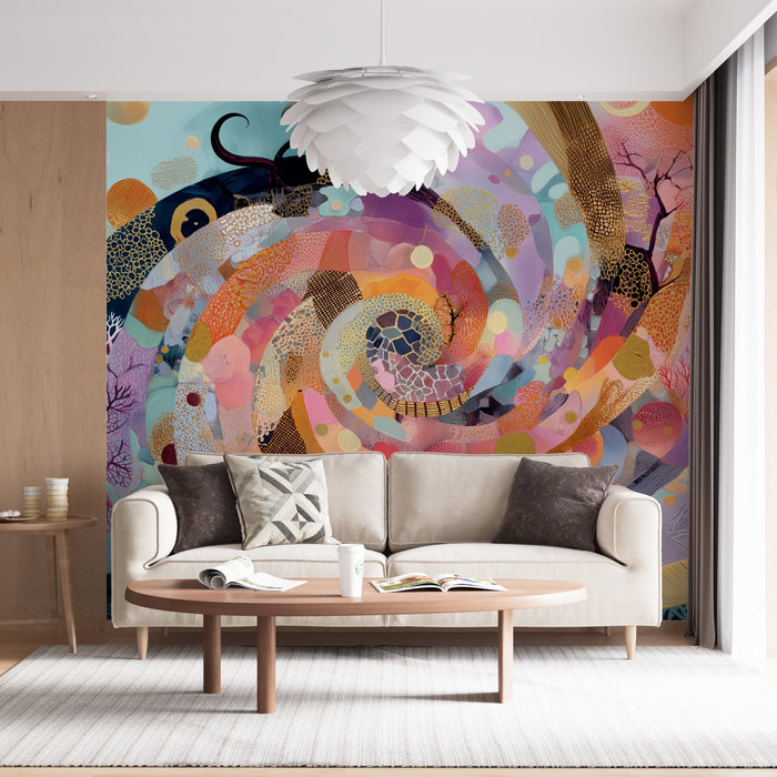 Papier peint abstrait tourbillon | Éclats colorés et motifs organiques