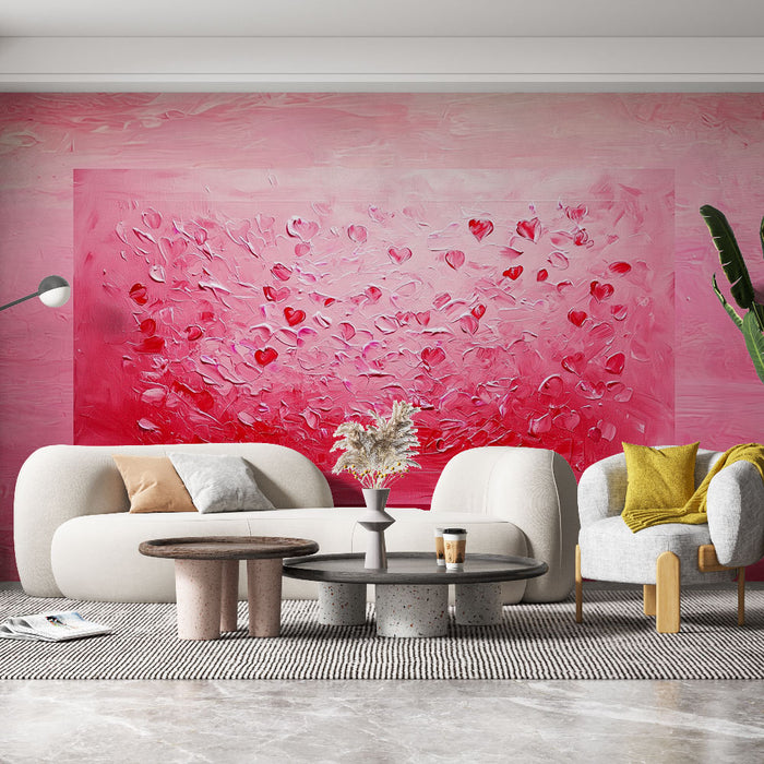 Papier peint coeurs | Dégradé de rose et rouge