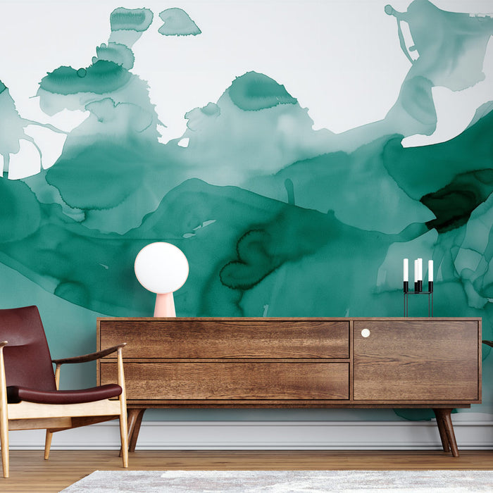 Papier peint abstrait | Vert émeraude fluide