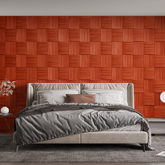 Papier peint texturé | Design géométrique rouge