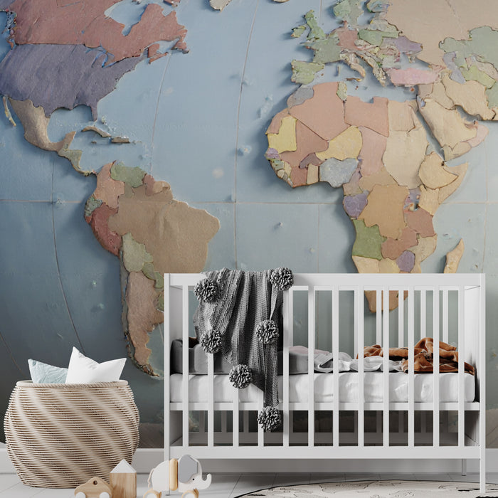 Papier peint carte du monde | Design en relief