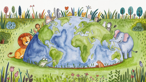 Papier peint monde animal Illustration ludique et colorée