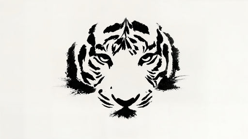 Papier peint tête de tigre Design artistique noir et blanc