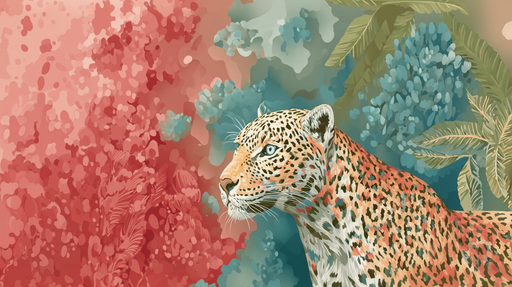 Papier peint léopard Art animalier coloré