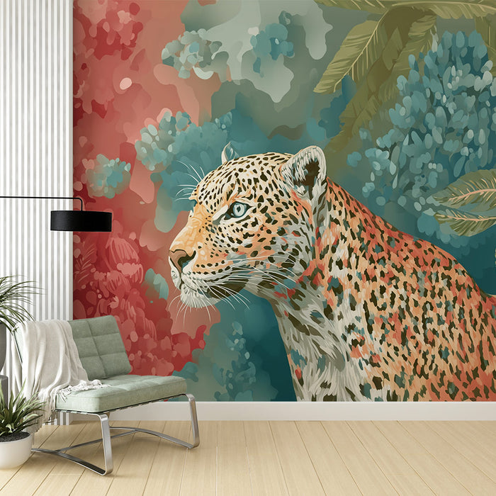 Papier peint léopard | Art animalier coloré