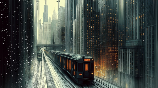 Papier peint ville futuriste Métropole urbaine en hiver