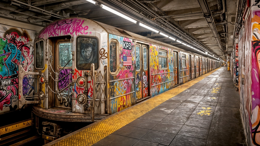 Papier peint graffiti Vieux métro urbain coloré