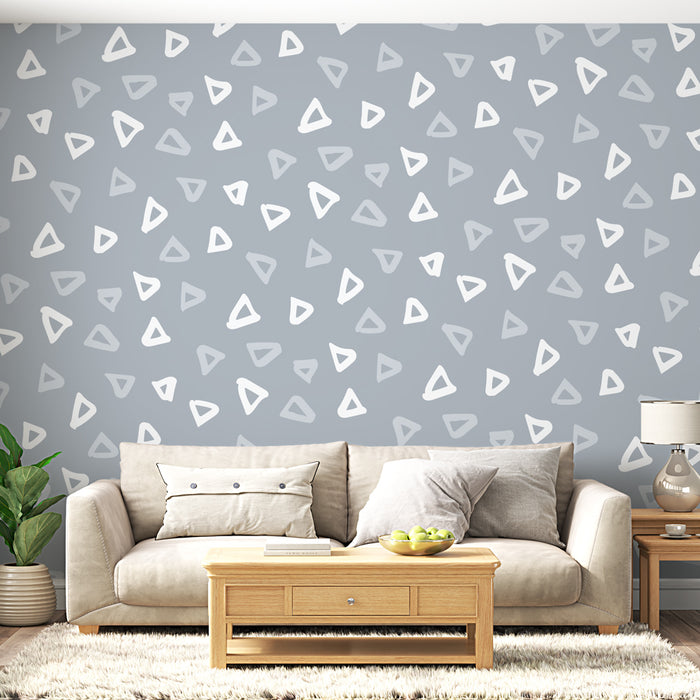 Papier peint géométrique | Motif triangulaire gris et blanc