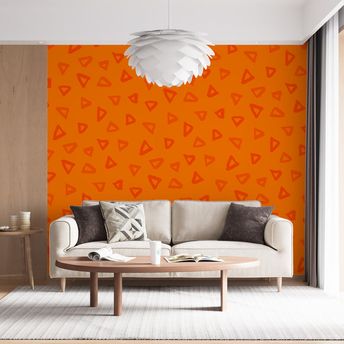 Papier peint géométrique | Triangle orange vif