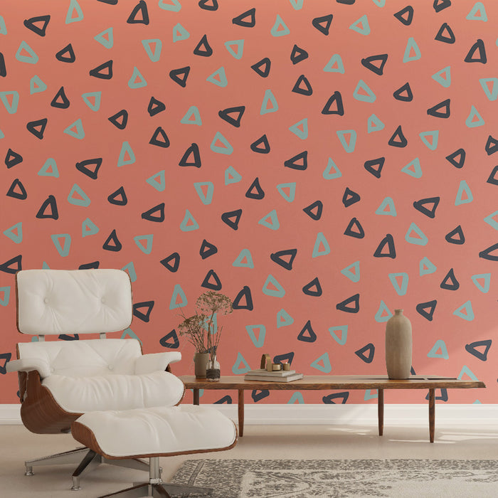 Papier peint motifs triangles | Rose pastel