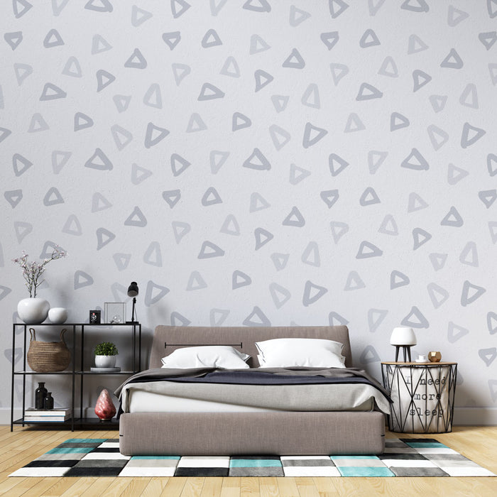 Papier peint moderne avec motifs triangles gris pour chambre à coucher élégante