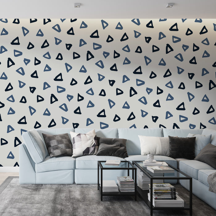 Papier peint triangles abstraits | Motif moderne bleu et noir