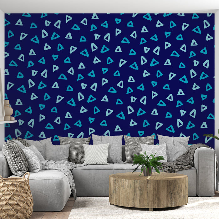 Papier peint géométrique | Motif triangles bleu foncé