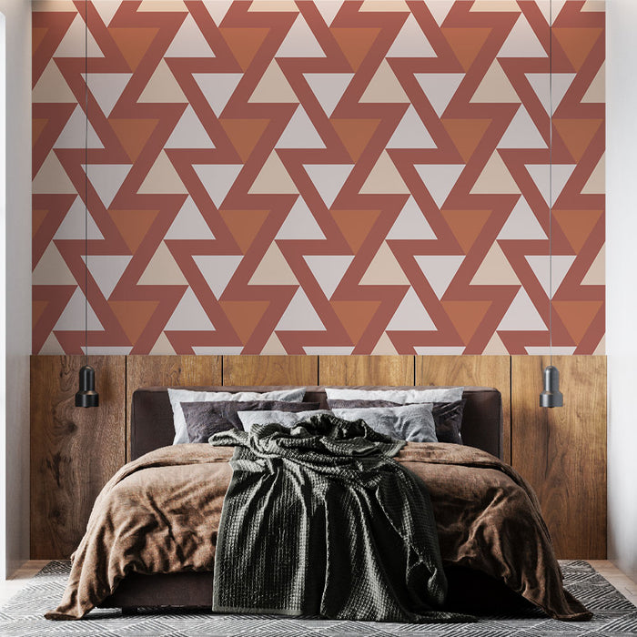 Papier peint géométrique | Motif chevrons brique