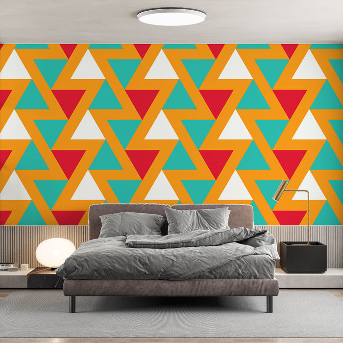 Papier peint géométrique | Motifs colorés en triangles