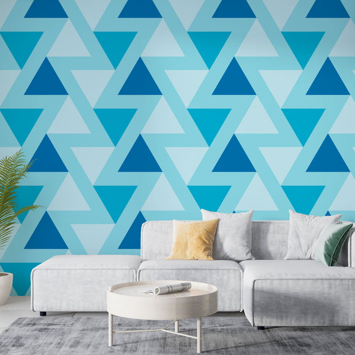 Papier peint triangulaire | Motif géométrique bleu