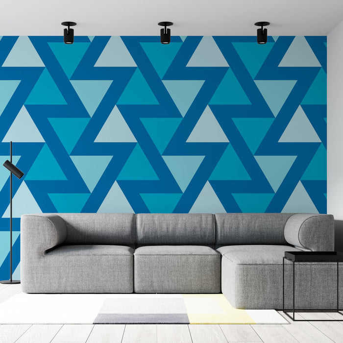 Papier peint géométrique | Motif bleu et turquoise