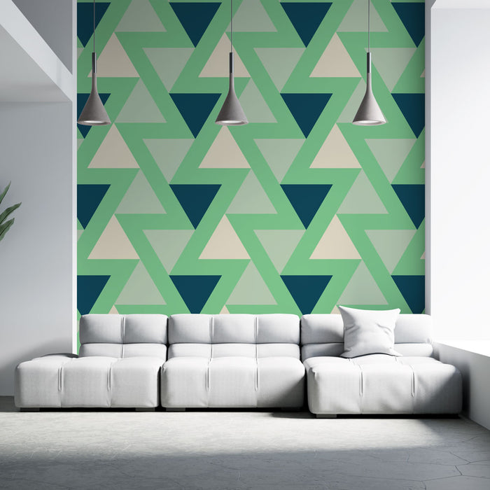 Papier peint géométrique triangles | Vert et Bleu