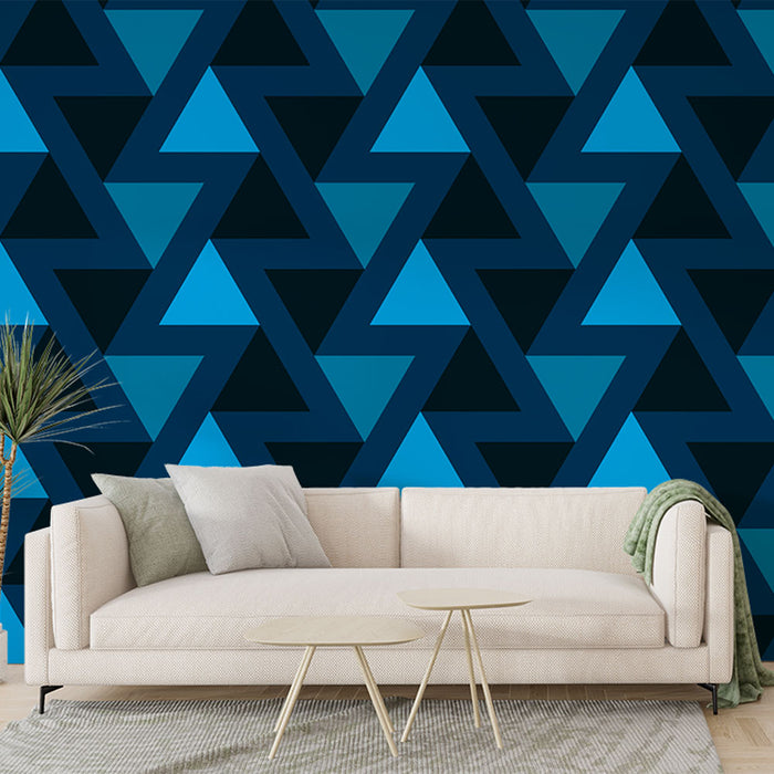 Papier peint géométrique | Motif triangulaire bleu marine