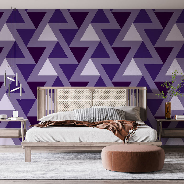 Papier peint géométrique | Motif triangles violets