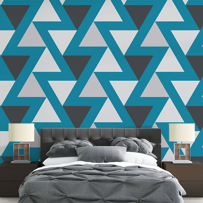 Papier peint géométrique | Triangle moderne bleu et gris