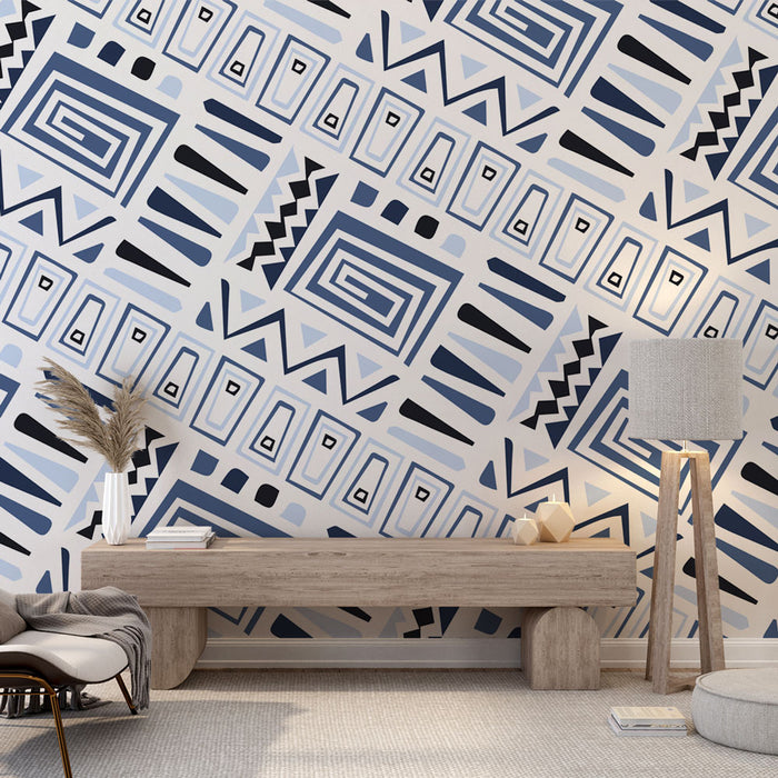 Papier peint géométrique bleu | Design moderne et audacieux